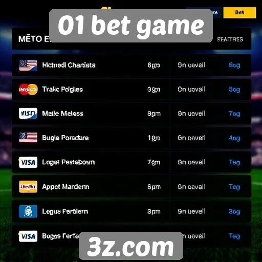 Métodos de pagamento disponíveis no 01 bet game